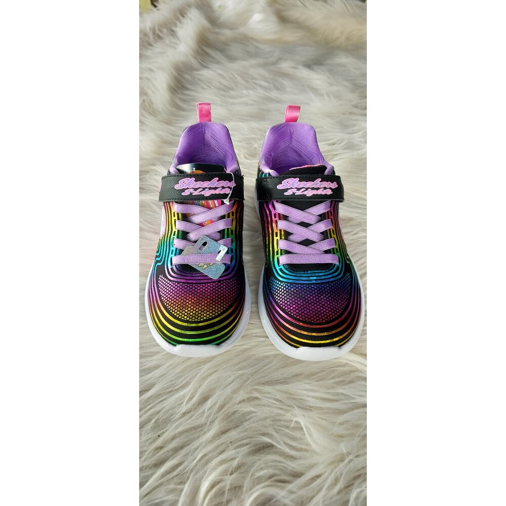 3911) Skechers Kid's S Lights : Wavy Beams Black Multicolor Shoes Size US 3 - Picture 3 of 9